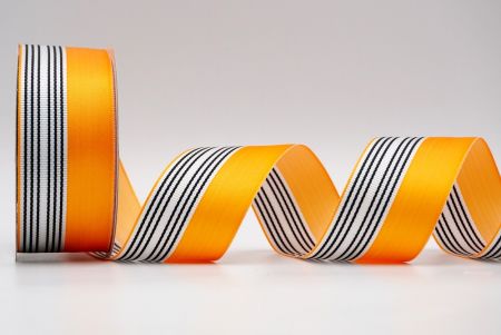 Narancssárga-félig fehér szatén tervezésű szalag_K1765-310